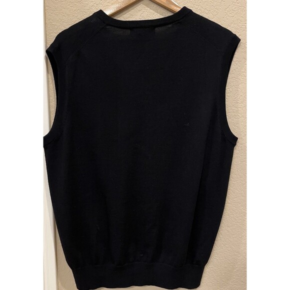 Brook Brother Wool Vest Black Sweater Large Mens V neck Sleeveless Merino - Picture 4 of 4